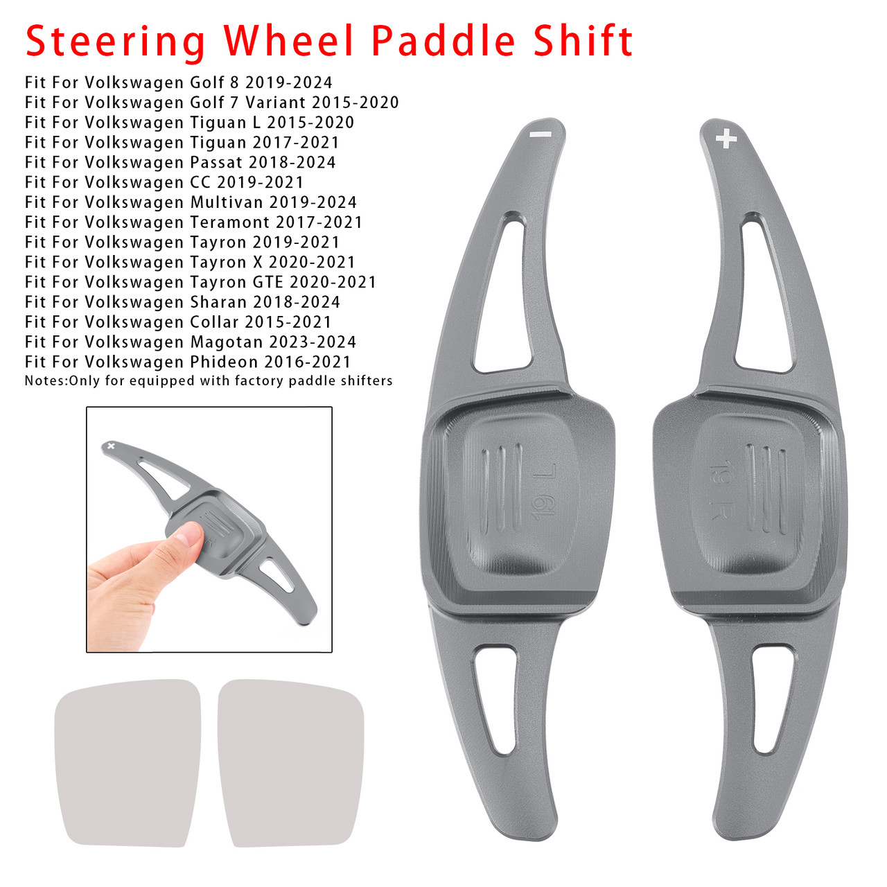 2019-2024 Volkswagen Multivan Steering Wheel Paddle Shifter Extension Aluminium Grey Generic 2019-2024 Volkswagen Multivan Steering Wheel Paddle Shifter Extension Aluminium Grey Generic