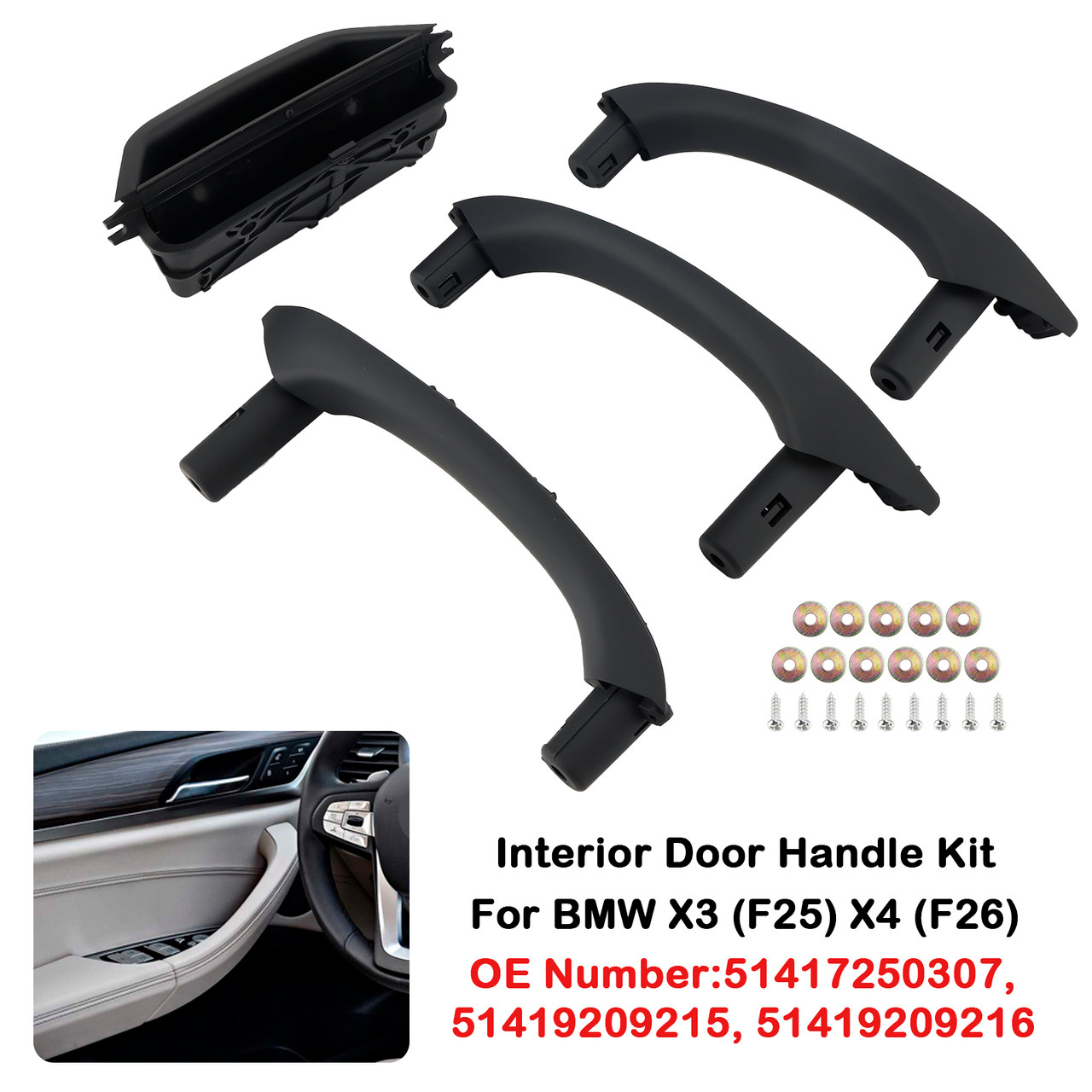 2014-2018 BMW X4 F26 Interior Door Handle Kit 51417250307 Black Generic