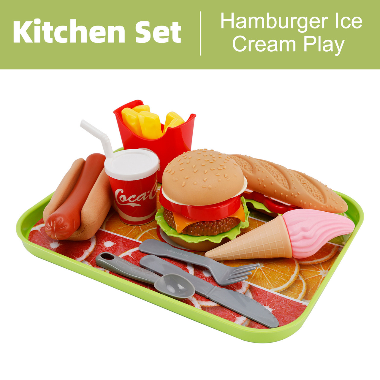 Hamburger Ice Cream Play Food Pretend Toys Kitchen Set Children Toy Set For Kid