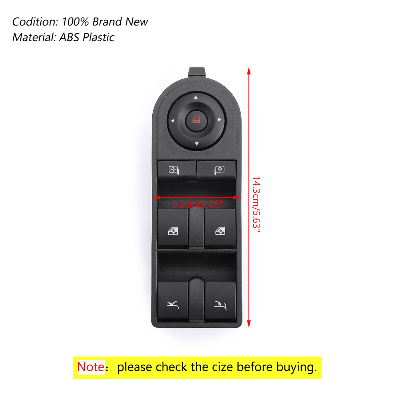 2004–2009 OPEL TIGRA B Master Power Window Switch 93162636 93162973 Black Generic