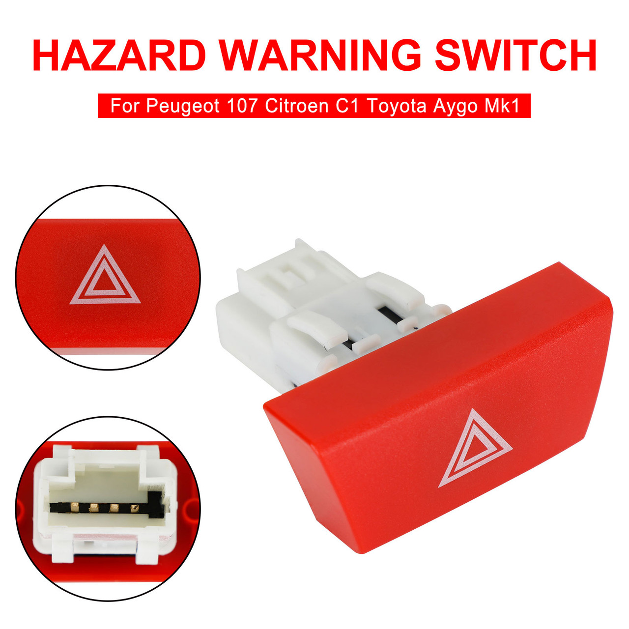 2005-2014 Citroen C1 Hazard Light Warning Switch 6490NG Generic