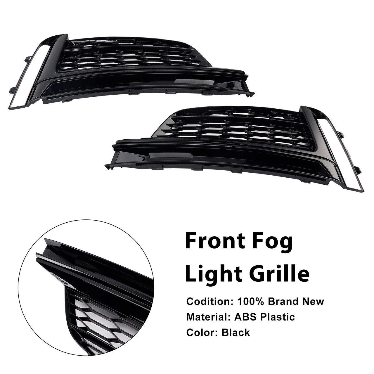 2018-2019 Audi A5 S-line S5 Cabriolet/ Coupe/ Sportback 1 Pair Front Fog Light Grille Black Generic
