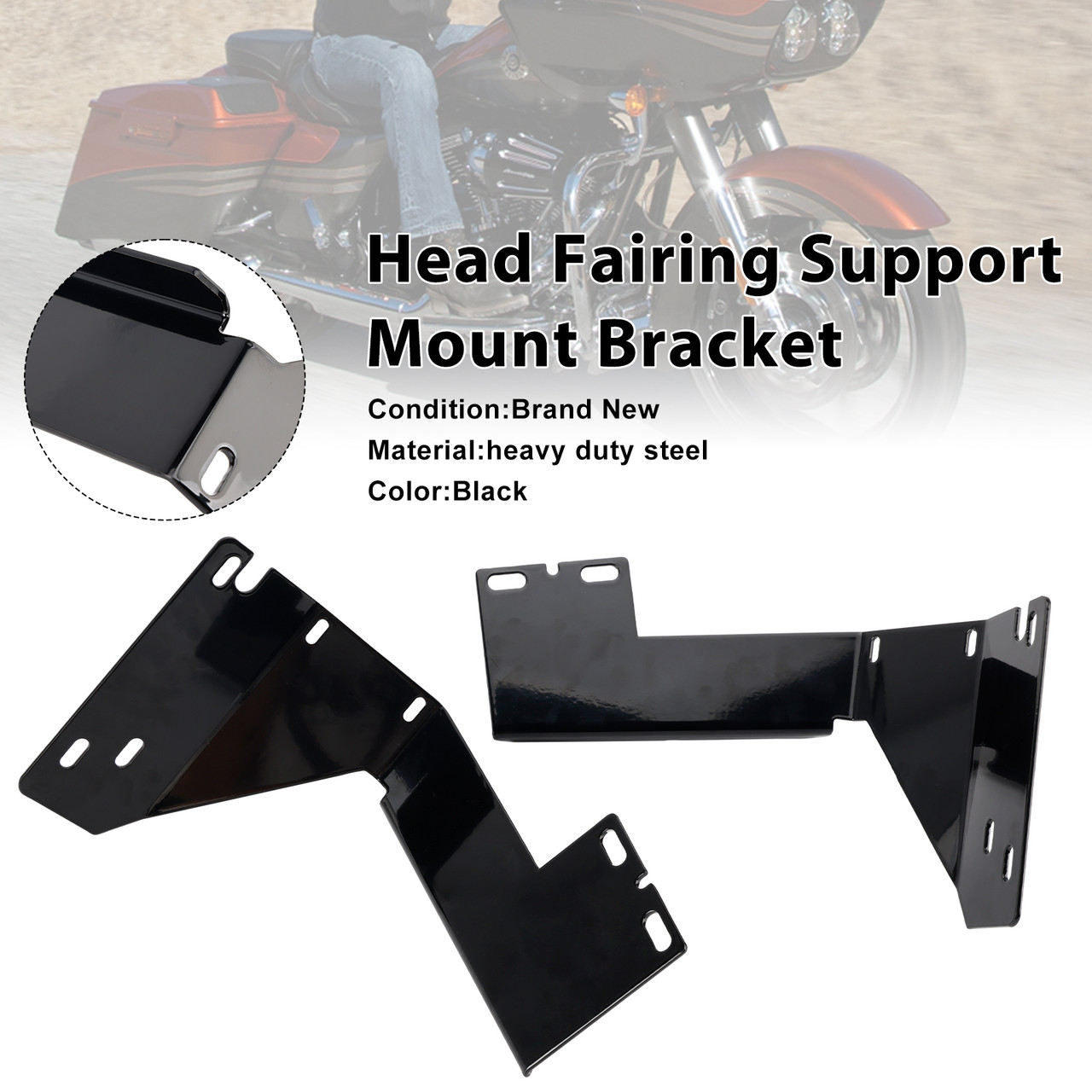 1998-2013 Harley-Davidson Road Glide Head Fairing Support Mount Bracket Black Generic