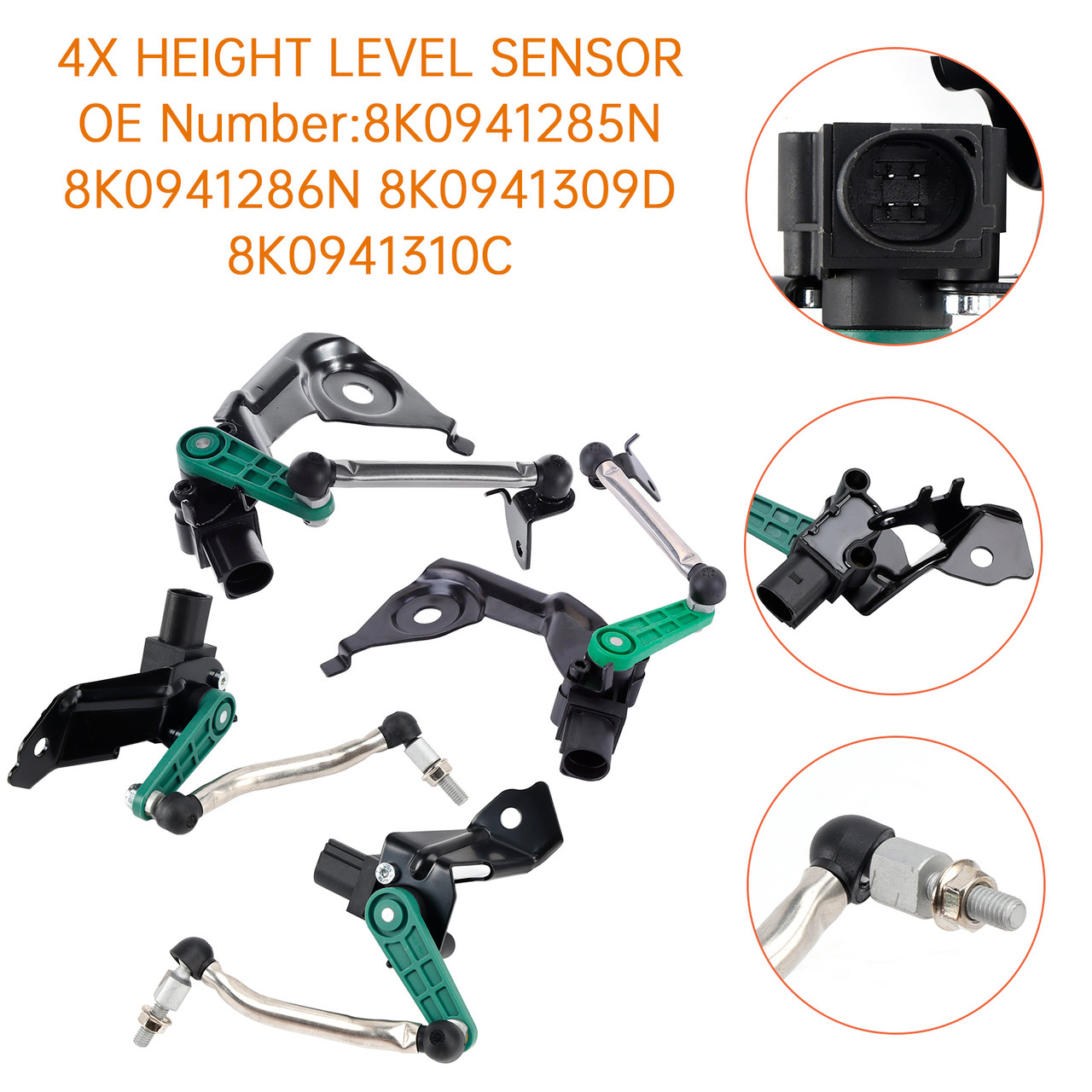 2007-2015 Audi A4 Front 4x Suspension Ride Height Sensor Front & Rear Left Right Generic