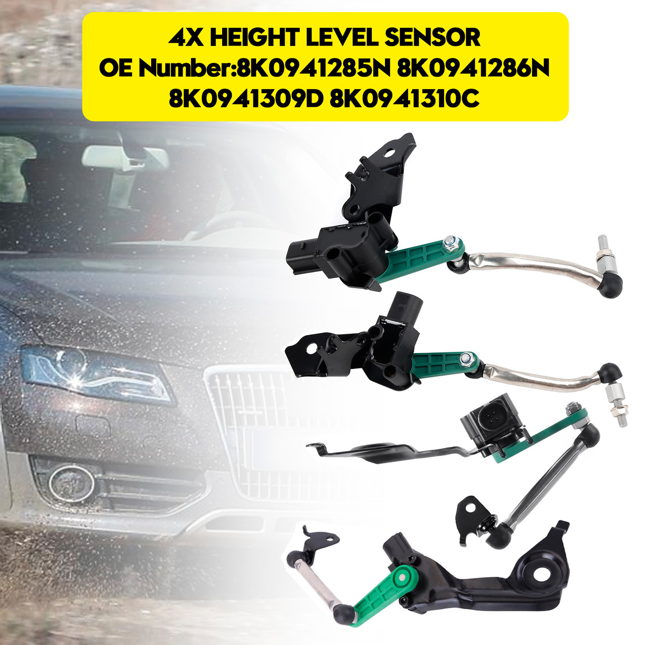 2007-2017 Audi A5 Front 4x Suspension Ride Height Sensor Front & Rear Left Right Generic