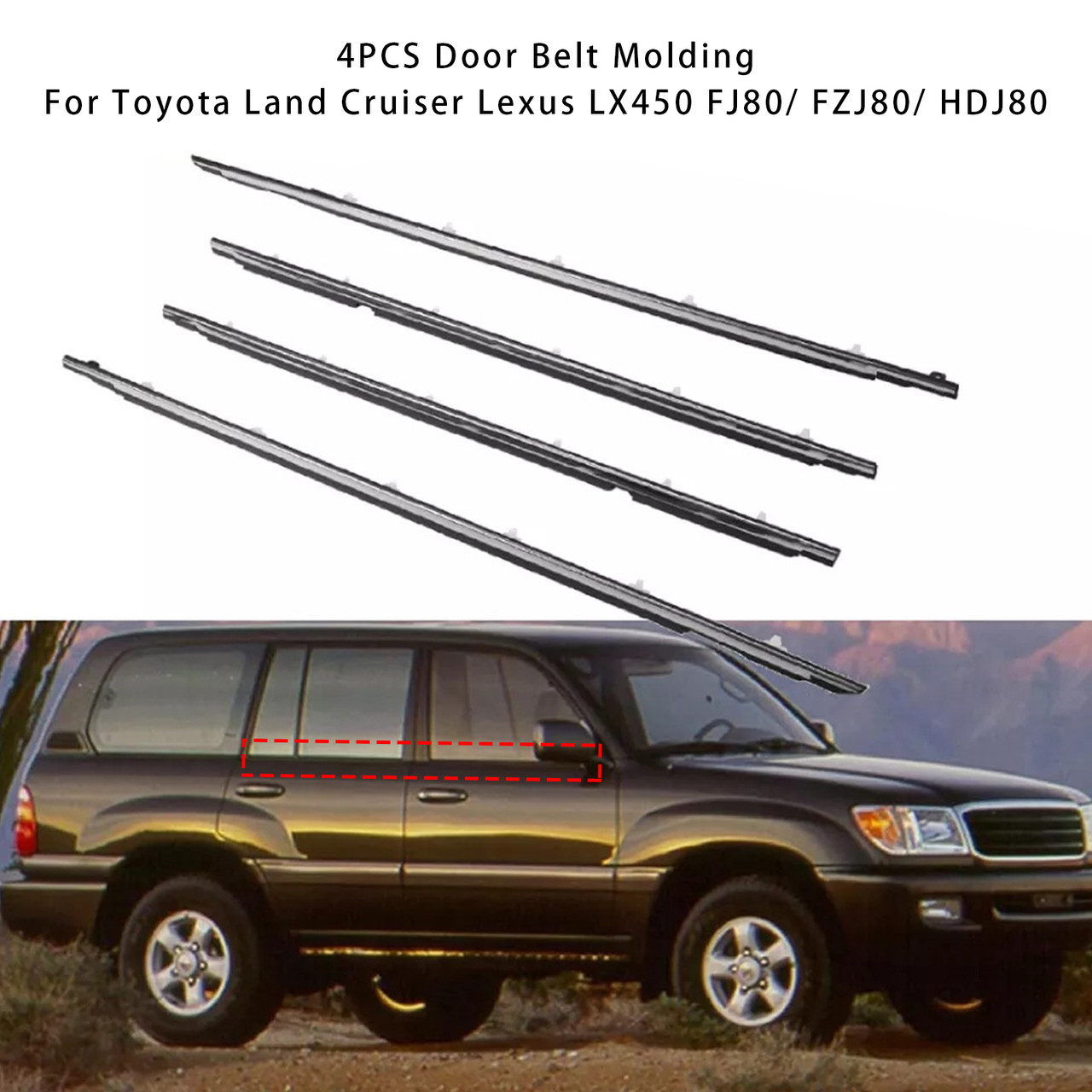 1991-1998 Toyota Land Cruiser 4PCS Door Belt Molding 75710-60021