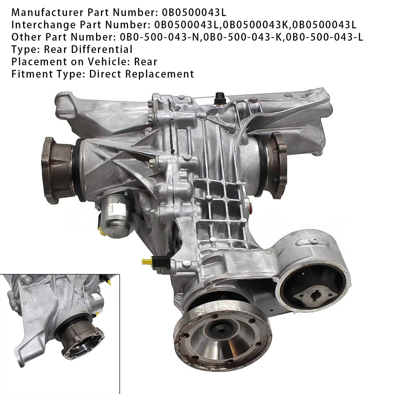 2018-2020 Audi Q5 2.0L Rear Differential 0B0500043L Generic