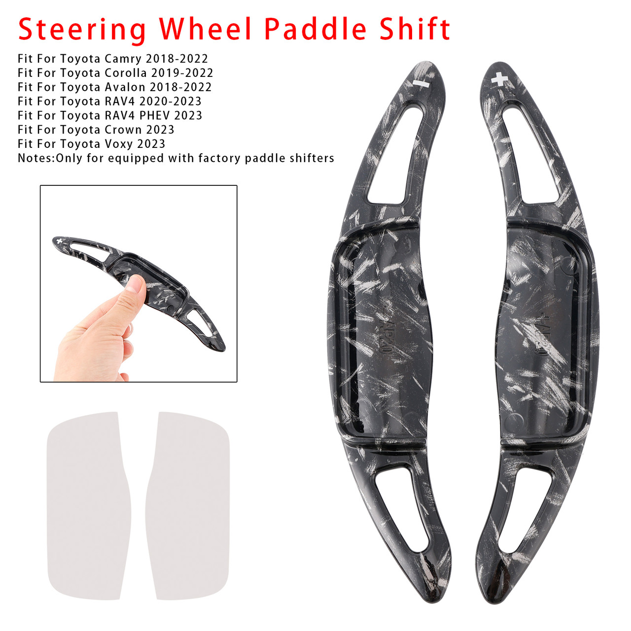 2018-2022 Toyota Camry Carbon Look Steering Wheel Paddle Shifter Extension Black Forged Pattern Generic