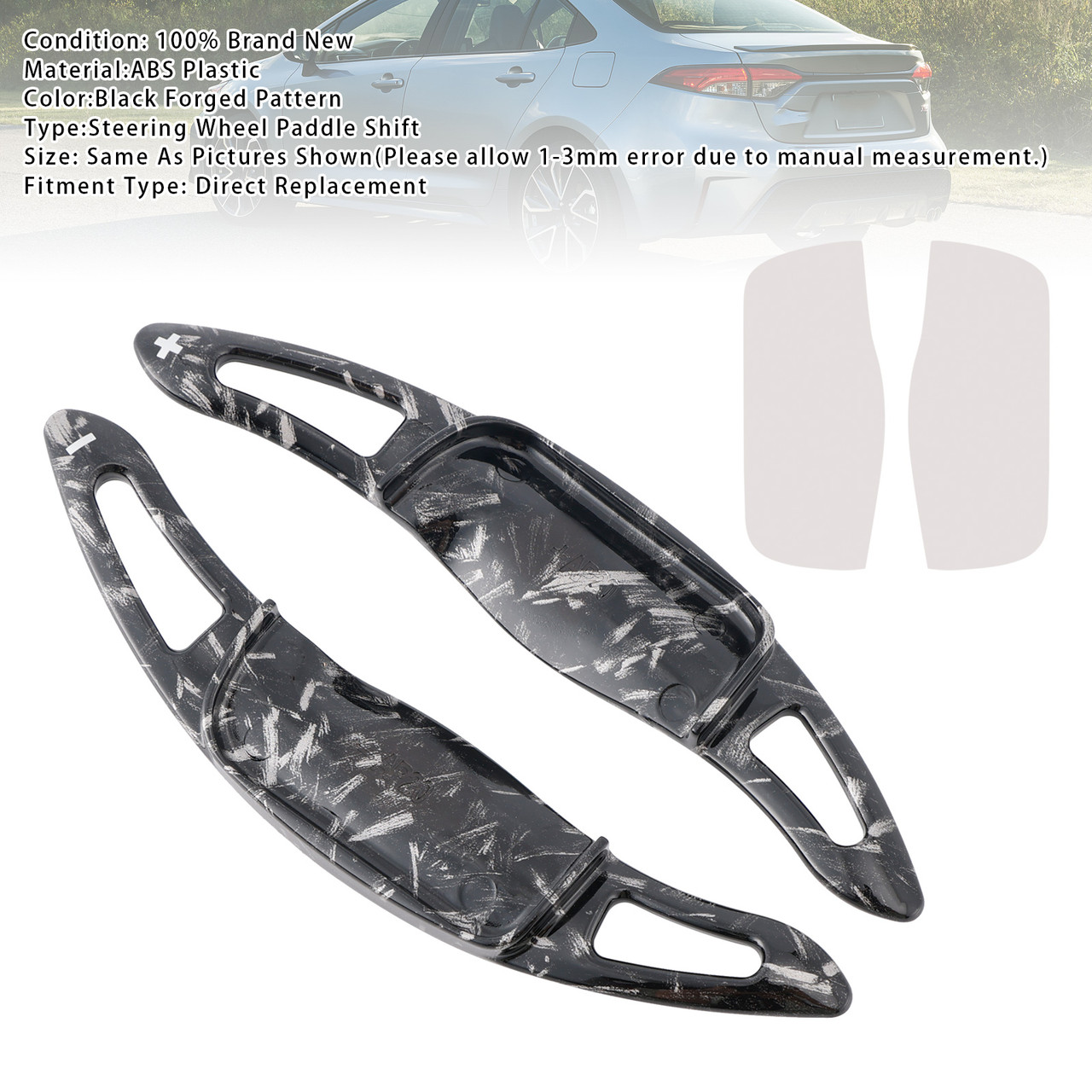 2019-2022 Toyota Corolla Carbon Look Steering Wheel Paddle Shifter Extension Black Forged Pattern Generic 2019-2022 Toyota Corolla Carbon Look Steering Wheel Paddle Shifter Extension Black Forged Pattern Generic
