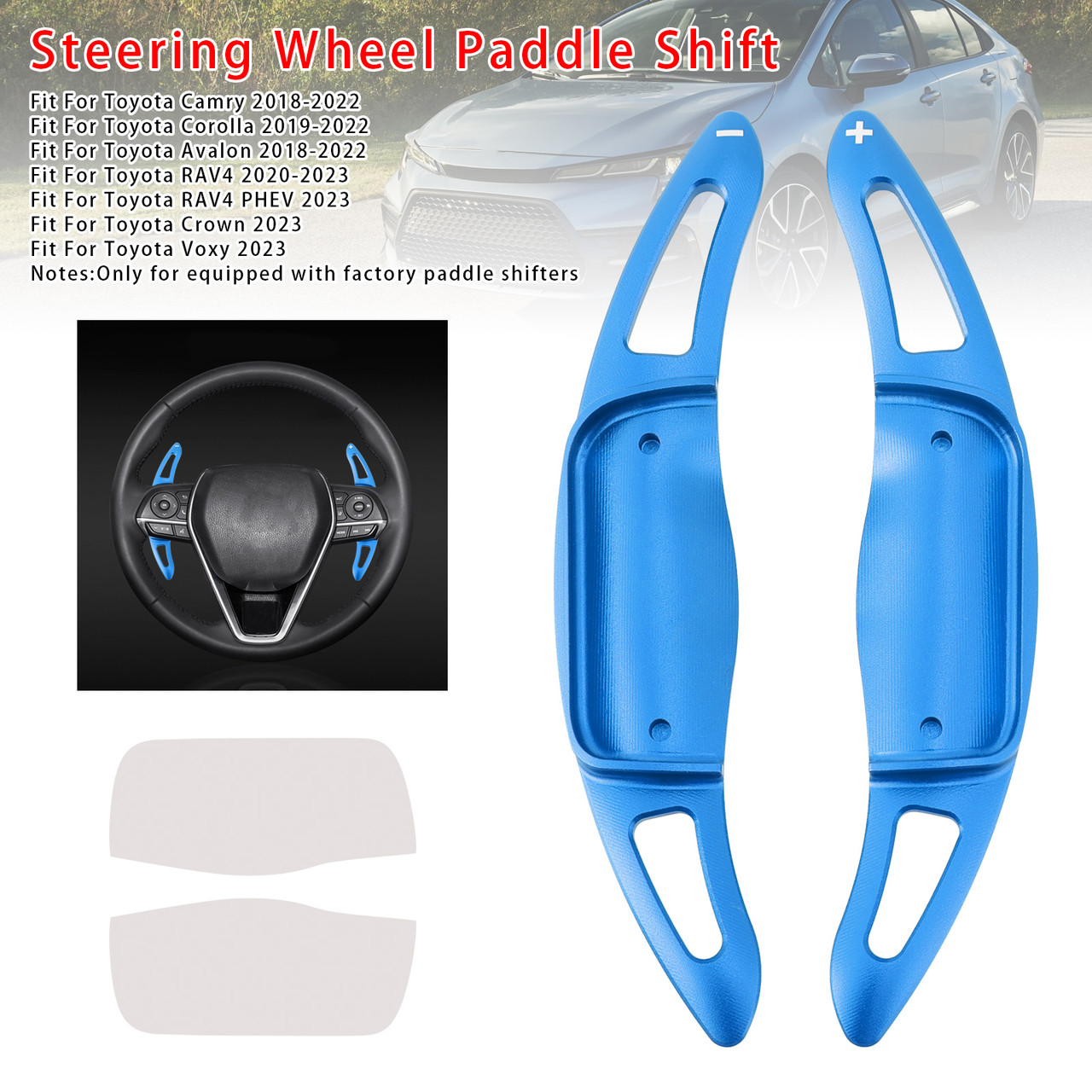 2023 Toyota RAV4 PHEV Carbon Look Steering Wheel Paddle Shifter Extension Aluminium Blue Generic 2023 Toyota RAV4 PHEV Carbon Look Steering Wheel Paddle Shifter Extension Aluminium Blue Generic