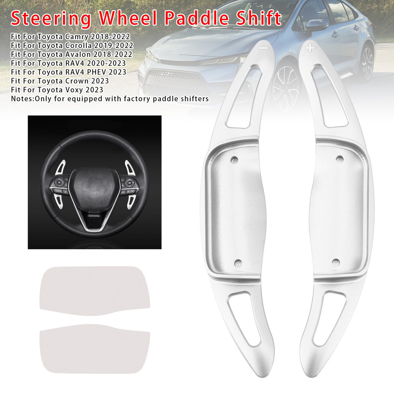 2020-2023 Toyota RAV4 Carbon Look Steering Wheel Paddle Shifter Extension Aluminium Silver Generic 2020-2023 Toyota RAV4 Carbon Look Steering Wheel Paddle Shifter Extension Aluminium Silver Generic