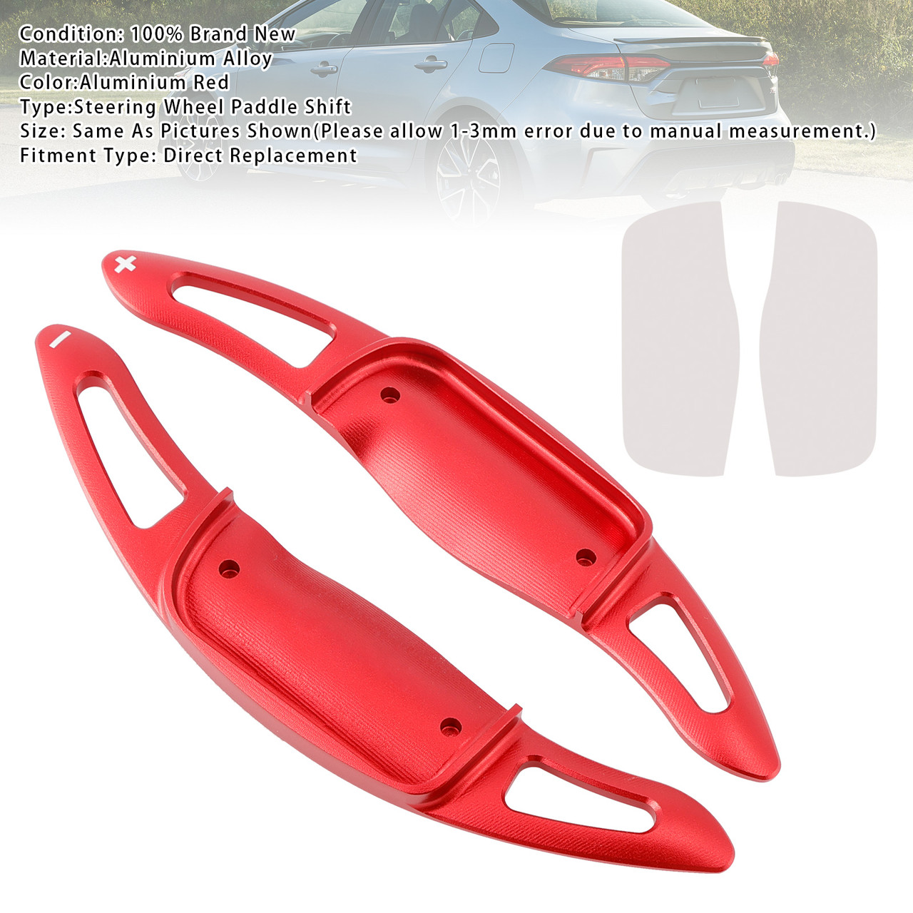 2019-2022 Toyota Corolla Carbon Look Steering Wheel Paddle Shifter Extension Aluminium Red Generic 2019-2022 Toyota Corolla Carbon Look Steering Wheel Paddle Shifter Extension Aluminium Red Generic