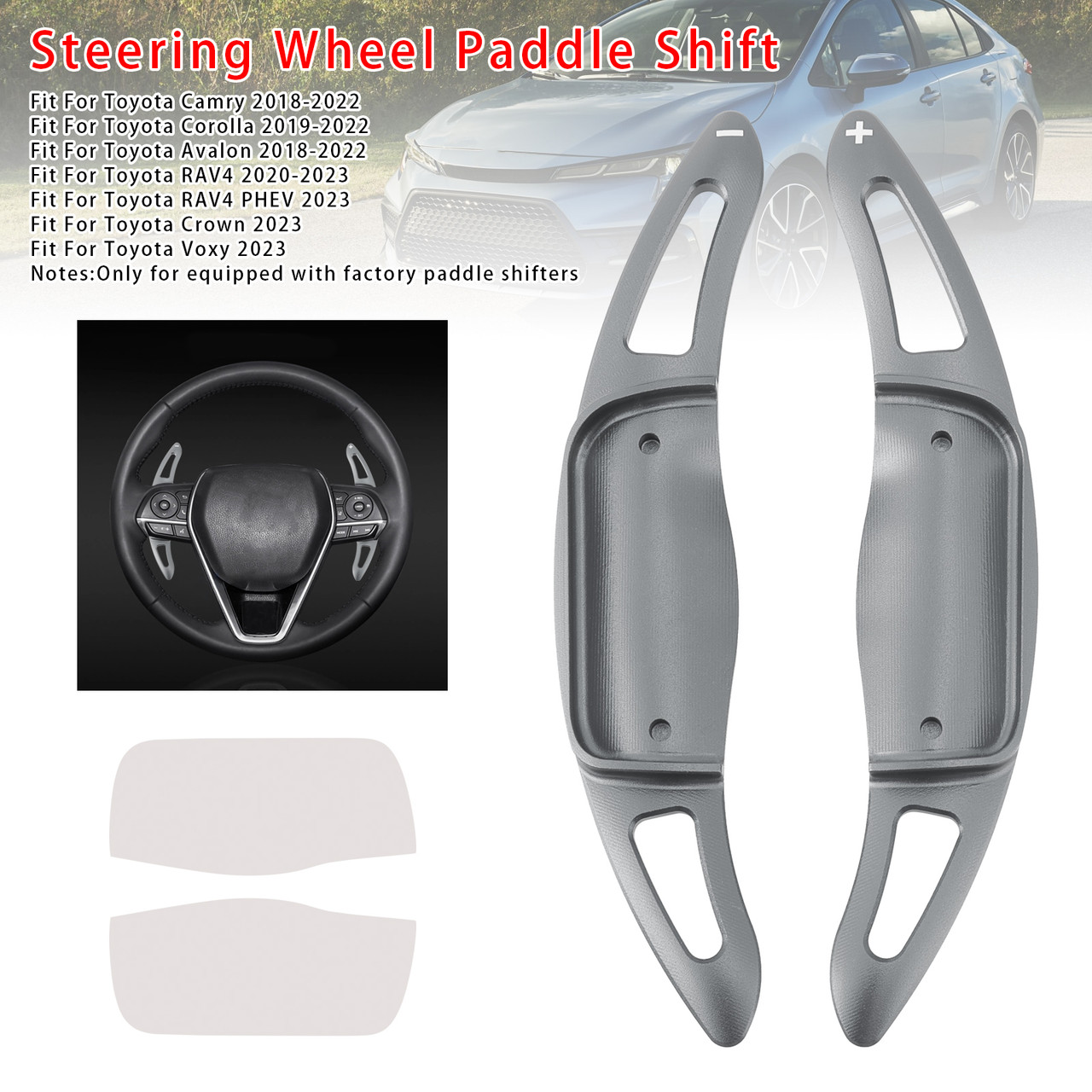 2023 Toyota RAV4 PHEV Carbon Look Steering Wheel Paddle Shifter Extension Aluminium Grey Generic 2023 Toyota RAV4 PHEV Carbon Look Steering Wheel Paddle Shifter Extension Aluminium Grey Generic