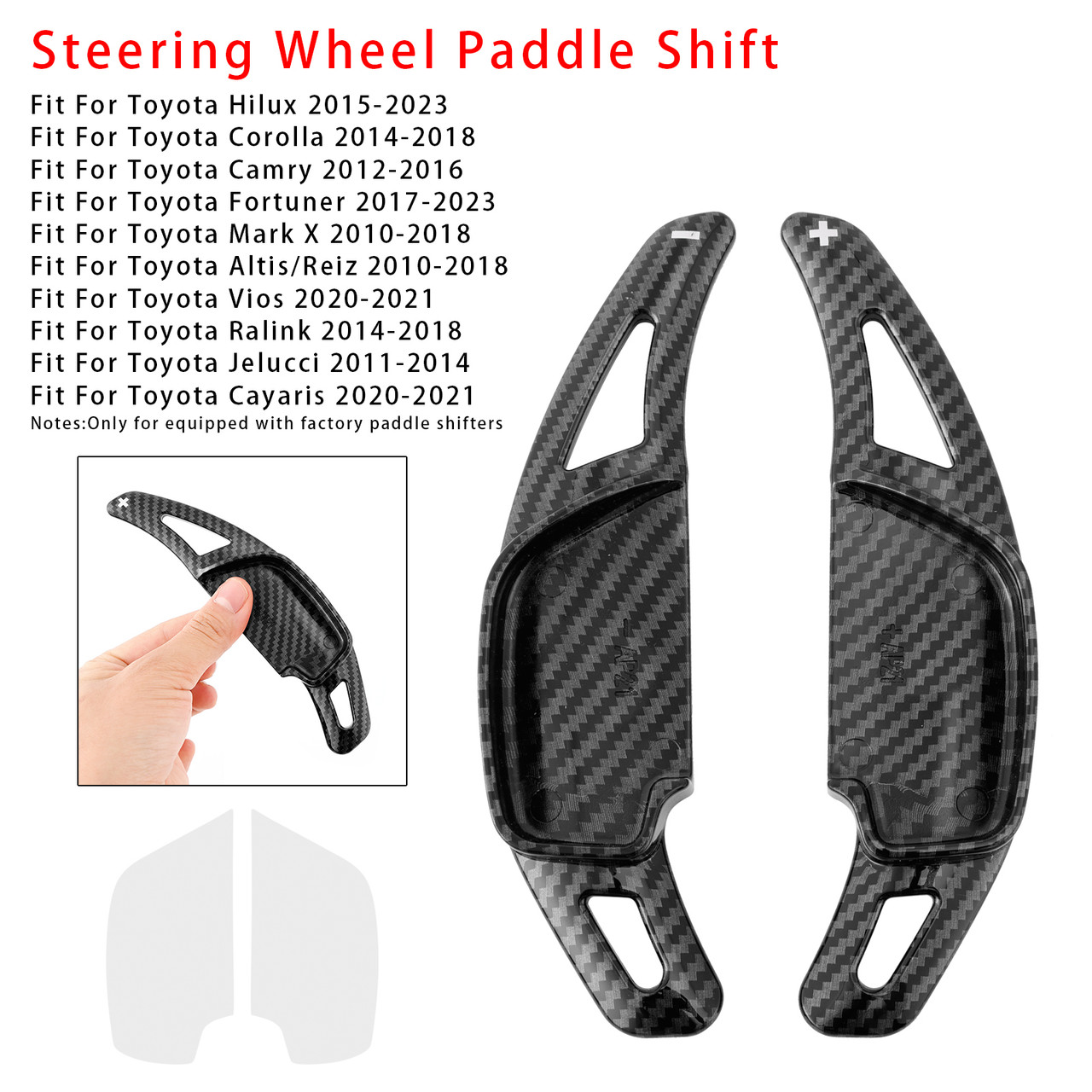 2015-2023 Toyota Hilux Steering Wheel Paddle Shifter Extension Carbon Fiber Black Look Generic 2015-2023 Toyota Hilux Steering Wheel Paddle Shifter Extension Carbon Fiber Black Look Generic