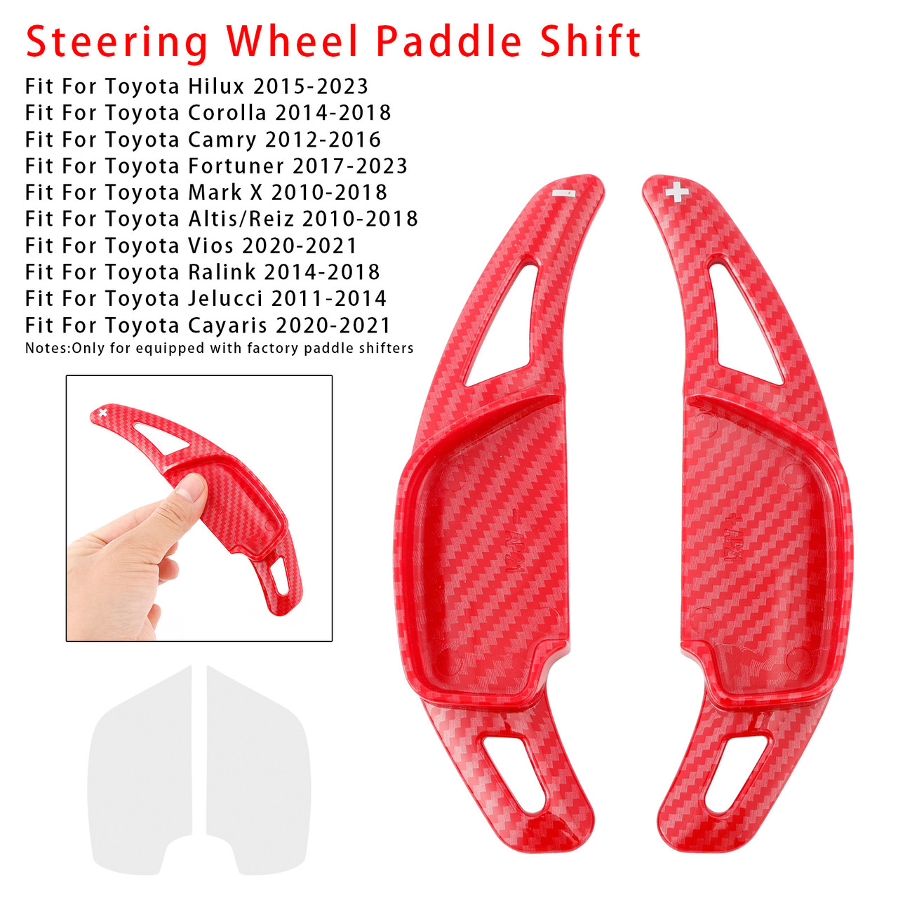 2017-2023 Toyota Fortuner Steering Wheel Paddle Shifter Extension Carbon Fiber Red Look Generic 2017-2023 Toyota Fortuner Steering Wheel Paddle Shifter Extension Carbon Fiber Red Look Generic