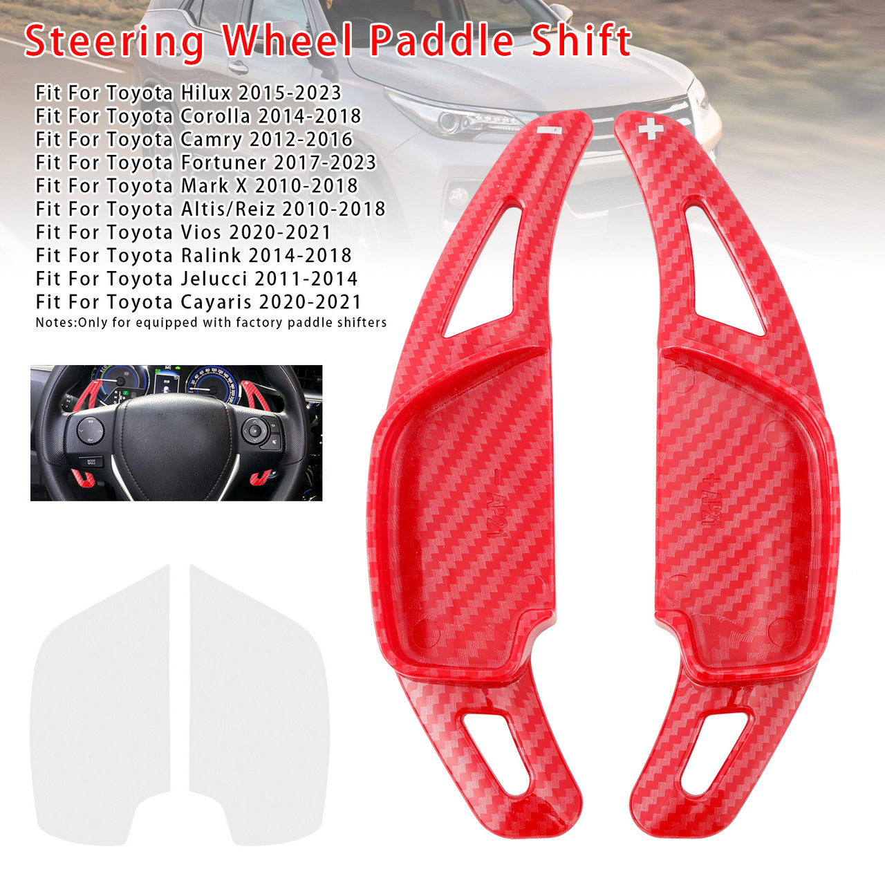 2020-2021 Toyota Vios Steering Wheel Paddle Shifter Extension Carbon Fiber Red Look Generic 2020-2021 Toyota Vios Steering Wheel Paddle Shifter Extension Carbon Fiber Red Look Generic
