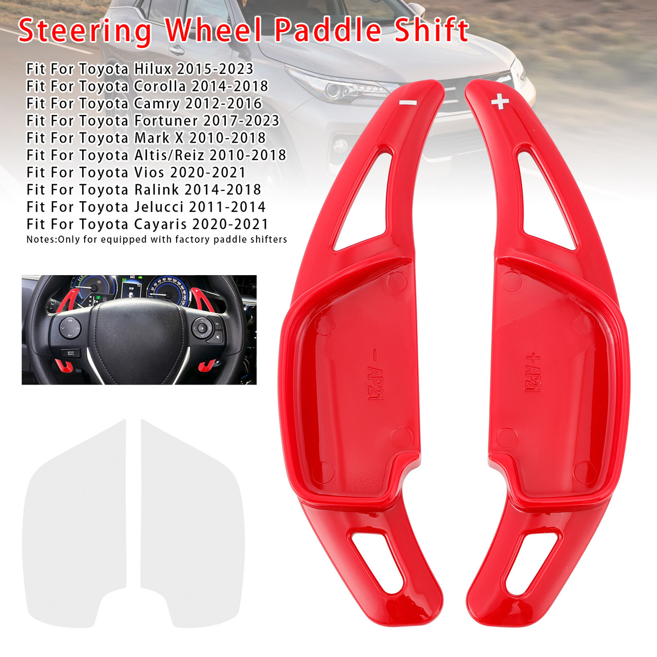 2015-2023 Toyota Hilux Steering Wheel Paddle Shifter Extension Red Generic