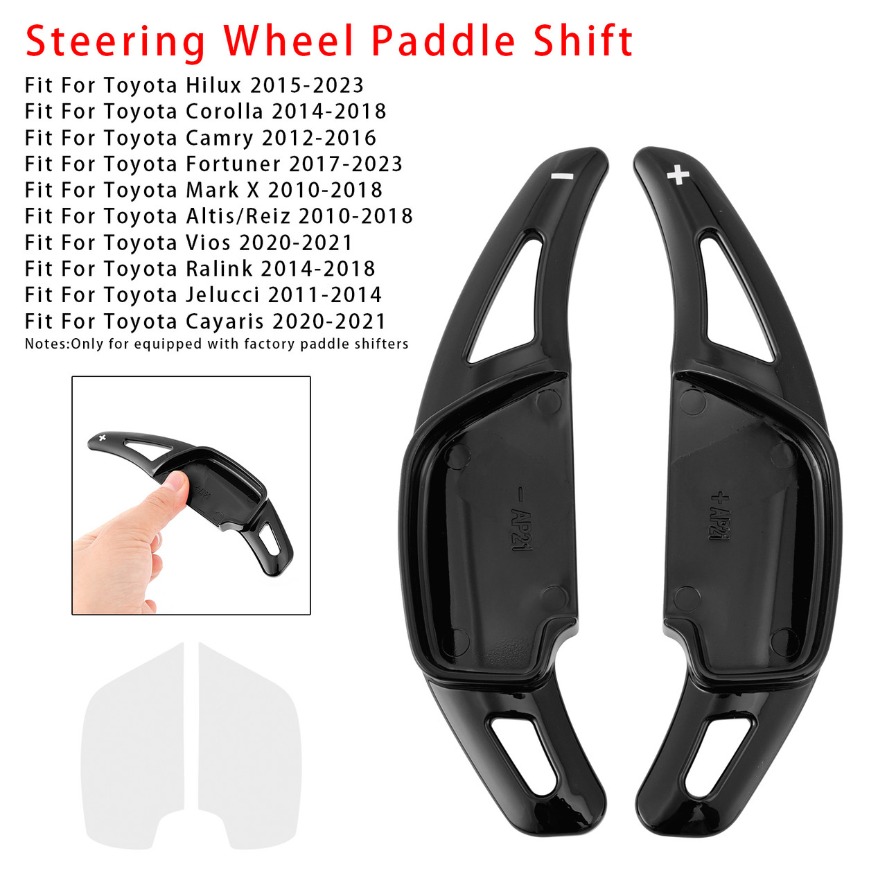 2015-2023 Toyota Hilux Steering Wheel Paddle Shifter Extension Black Generic