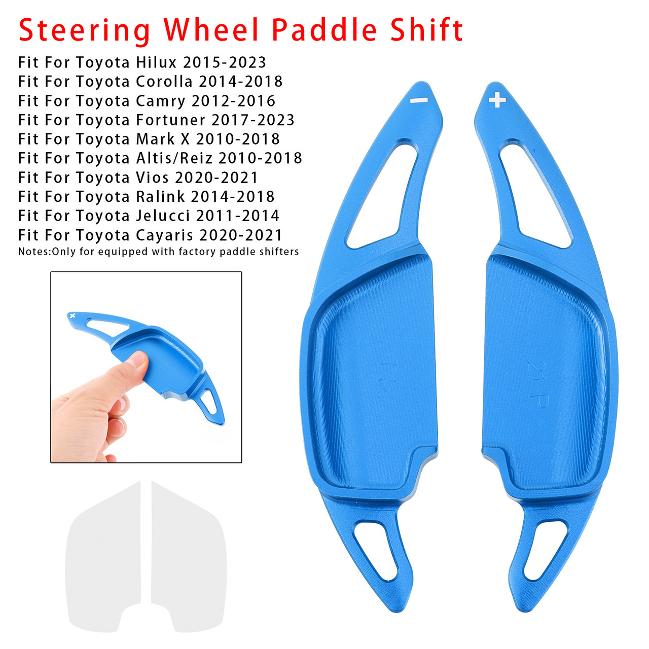 2015-2023 Toyota Hilux Steering Wheel Paddle Shifter Extension Aluminium Blue Generic