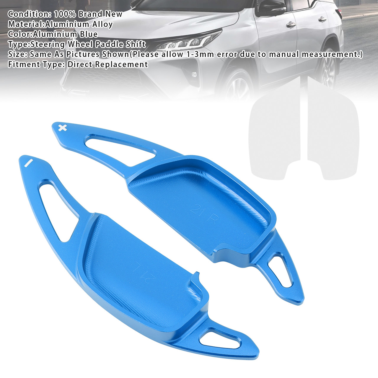 2017-2023 Toyota Fortuner Steering Wheel Paddle Shifter Extension Aluminium Blue Generic 2017-2023 Toyota Fortuner Steering Wheel Paddle Shifter Extension Aluminium Blue Generic