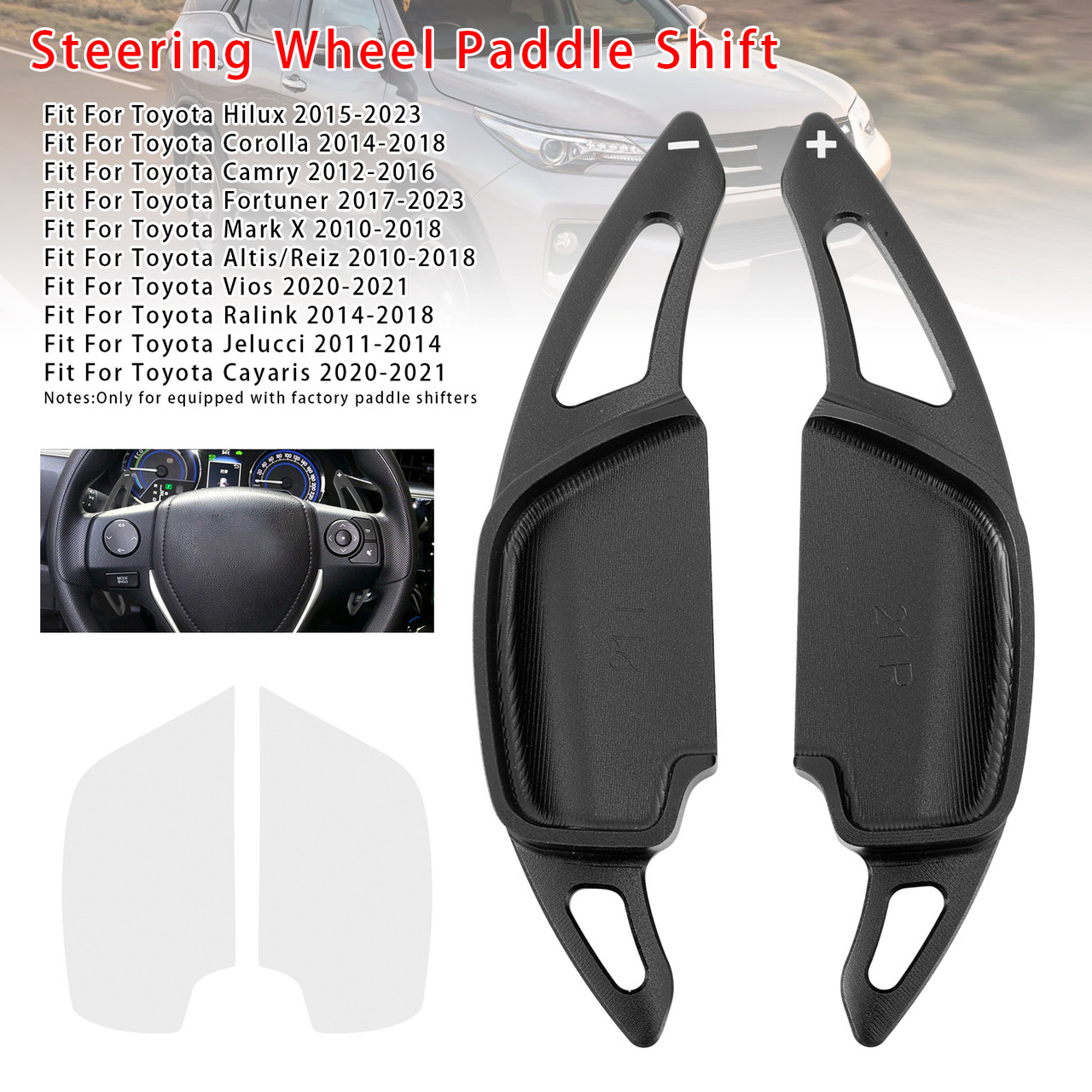 2020-2021 Toyota Vios Steering Wheel Paddle Shifter Extension Aluminium Black Generic 2020-2021 Toyota Vios Steering Wheel Paddle Shifter Extension Aluminium Black Generic