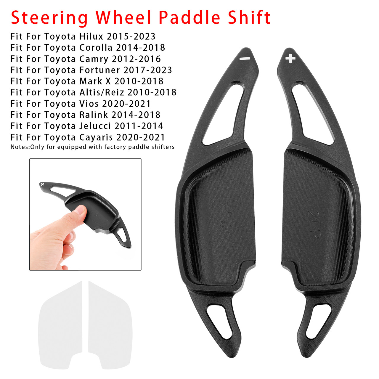 2020-2021 Toyota Vios Steering Wheel Paddle Shifter Extension Aluminium Black Generic 2020-2021 Toyota Vios Steering Wheel Paddle Shifter Extension Aluminium Black Generic