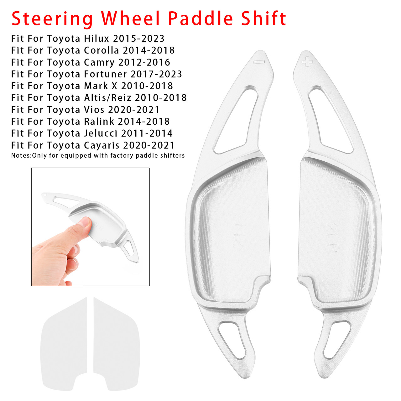 2010-2018 Toyota Mark X Steering Wheel Paddle Shifter Extension Aluminium Silver Generic