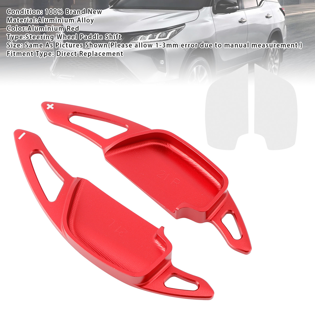 2015-2023 Toyota Hilux Steering Wheel Paddle Shifter Extension Aluminium Red Generic