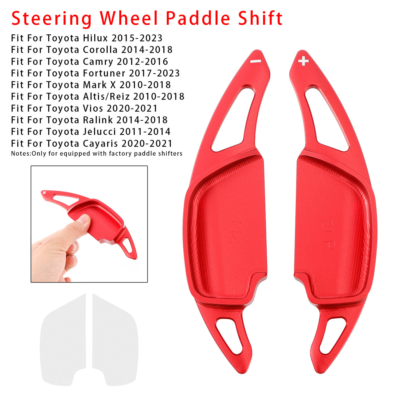 2020-2021 Toyota Cayaris Steering Wheel Paddle Shifter Extension Aluminium Red Generic 2020-2021 Toyota Cayaris Steering Wheel Paddle Shifter Extension Aluminium Red Generic