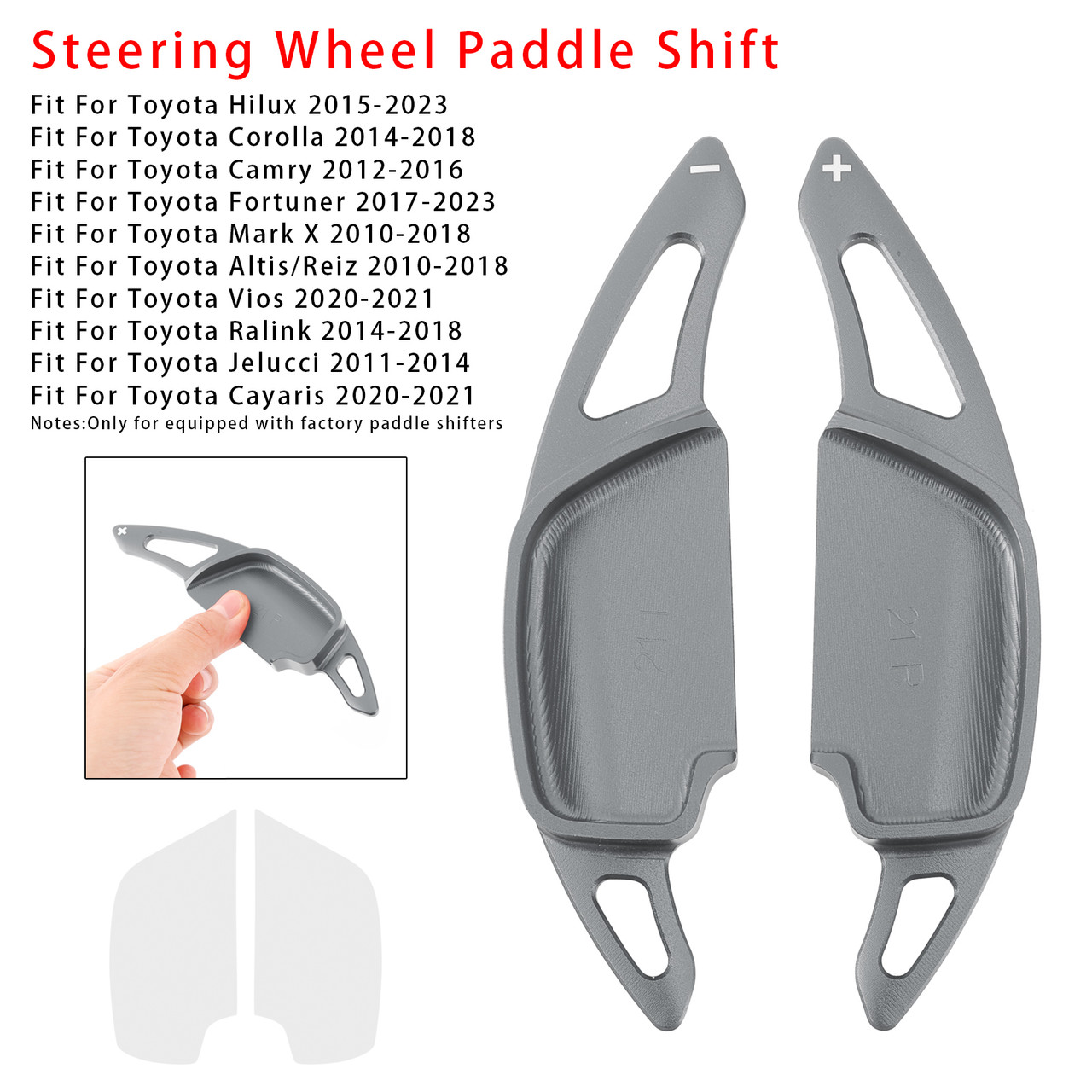 2017-2023 Toyota Fortuner Steering Wheel Paddle Shifter Extension Aluminium Grey Generic 2017-2023 Toyota Fortuner Steering Wheel Paddle Shifter Extension Aluminium Grey Generic