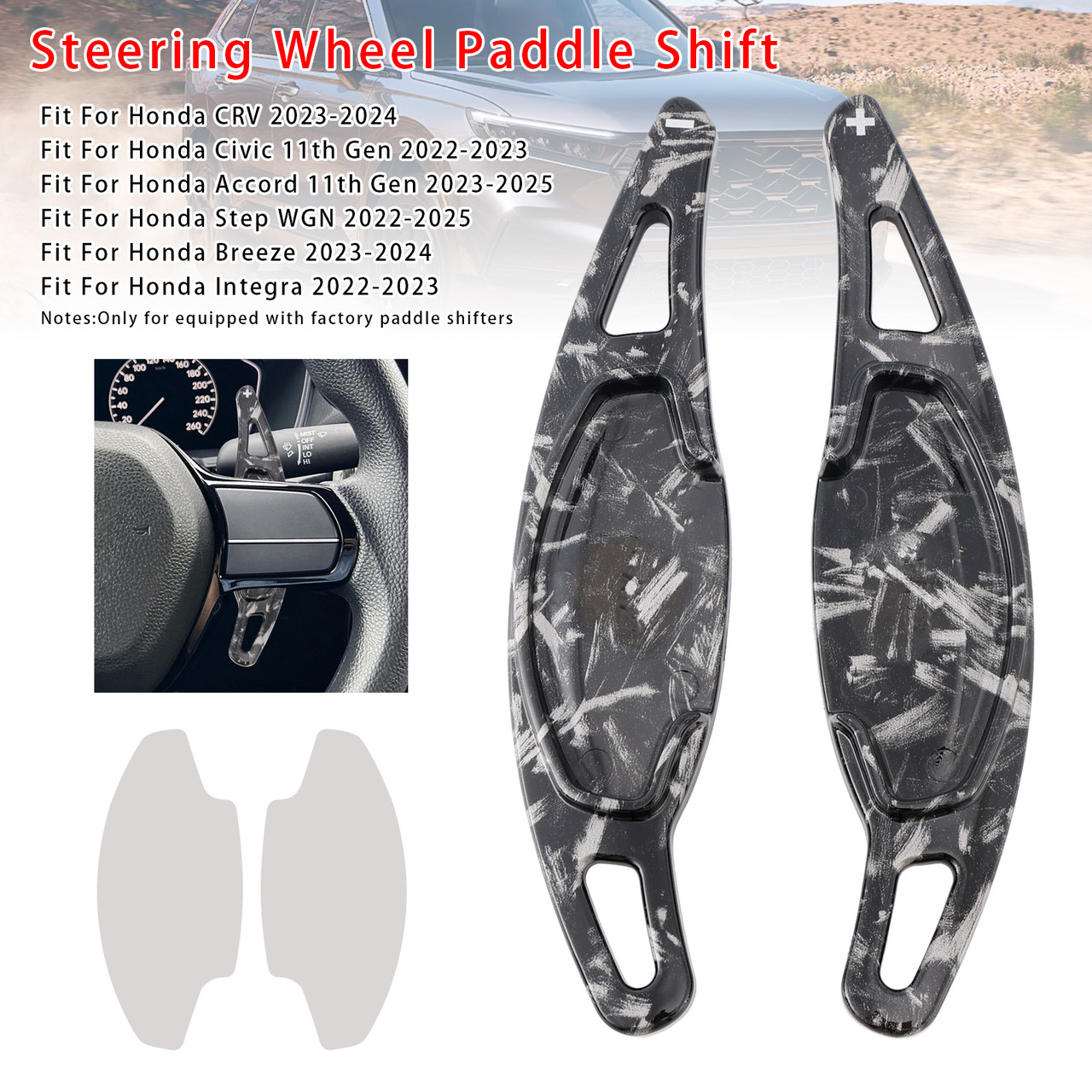2023-2024 Honda Breeze Steering Wheel Paddle Shifter Extension Black Forged Pattern Generic 2023-2024 Honda Breeze Steering Wheel Paddle Shifter Extension Black Forged Pattern Generic