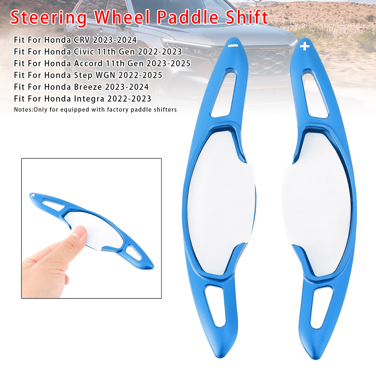 2022-2023 Honda Civic 11th Gen Steering Wheel Paddle Shifter Extension Aluminium Blue Generic 2022-2023 Honda Civic 11th Gen Steering Wheel Paddle Shifter Extension Aluminium Blue Generic