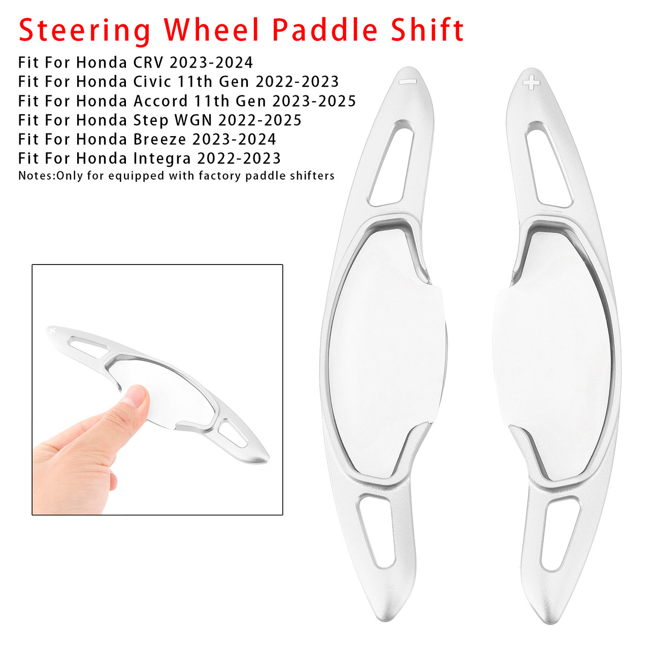 2023-2025 Honda Accord 11th Gen Steering Wheel Paddle Shifter Extension Aluminium Silver Generic 2023-2025 Honda Accord 11th Gen Steering Wheel Paddle Shifter Extension Aluminium Silver Generic