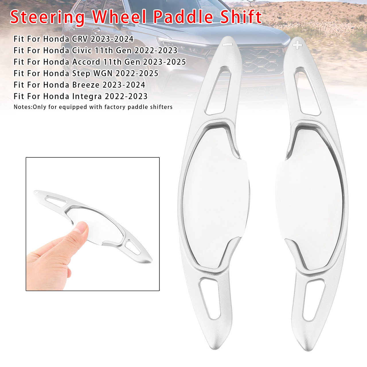 2023-2024 Honda Breeze Steering Wheel Paddle Shifter Extension Aluminium Silver Generic 2023-2024 Honda Breeze Steering Wheel Paddle Shifter Extension Aluminium Silver Generic