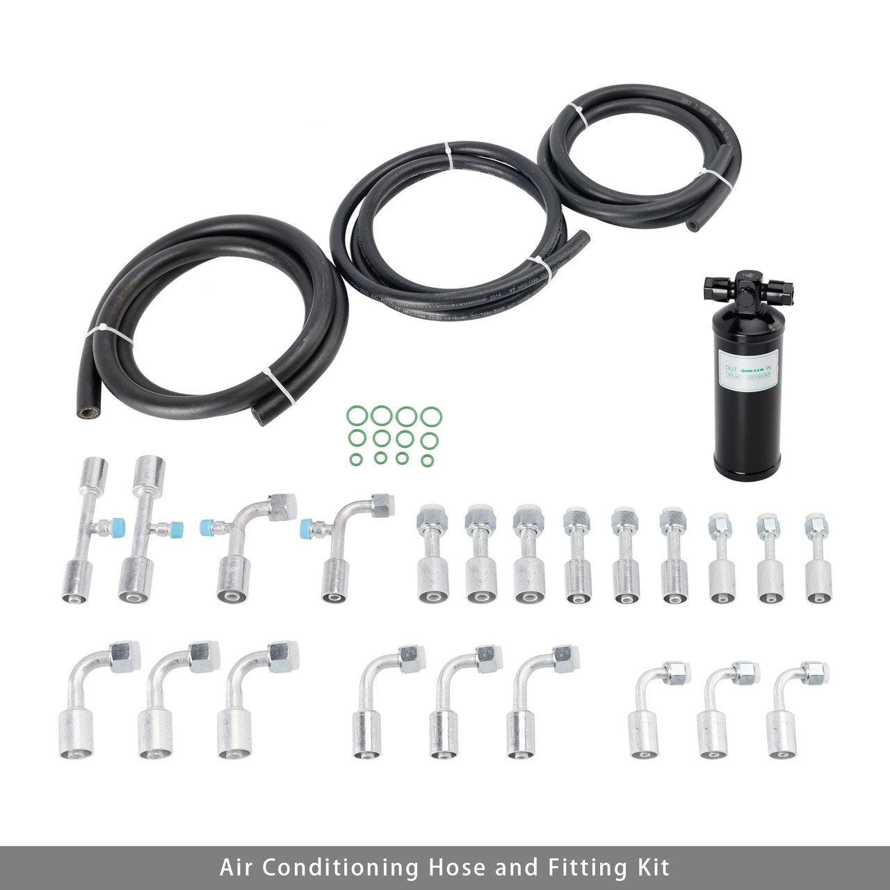 26PCS Air Conditioning Hose and Fitting Kit Includes 6.5 ft #6#8#10 AC Hoses #6#8#10 AC Fittings and Universal AC Receiver Drier