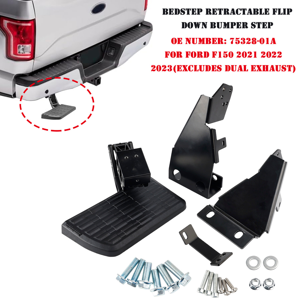2021-2023 Ford F150 Retractable Flip Down Bumper Step 75328-01A Generic