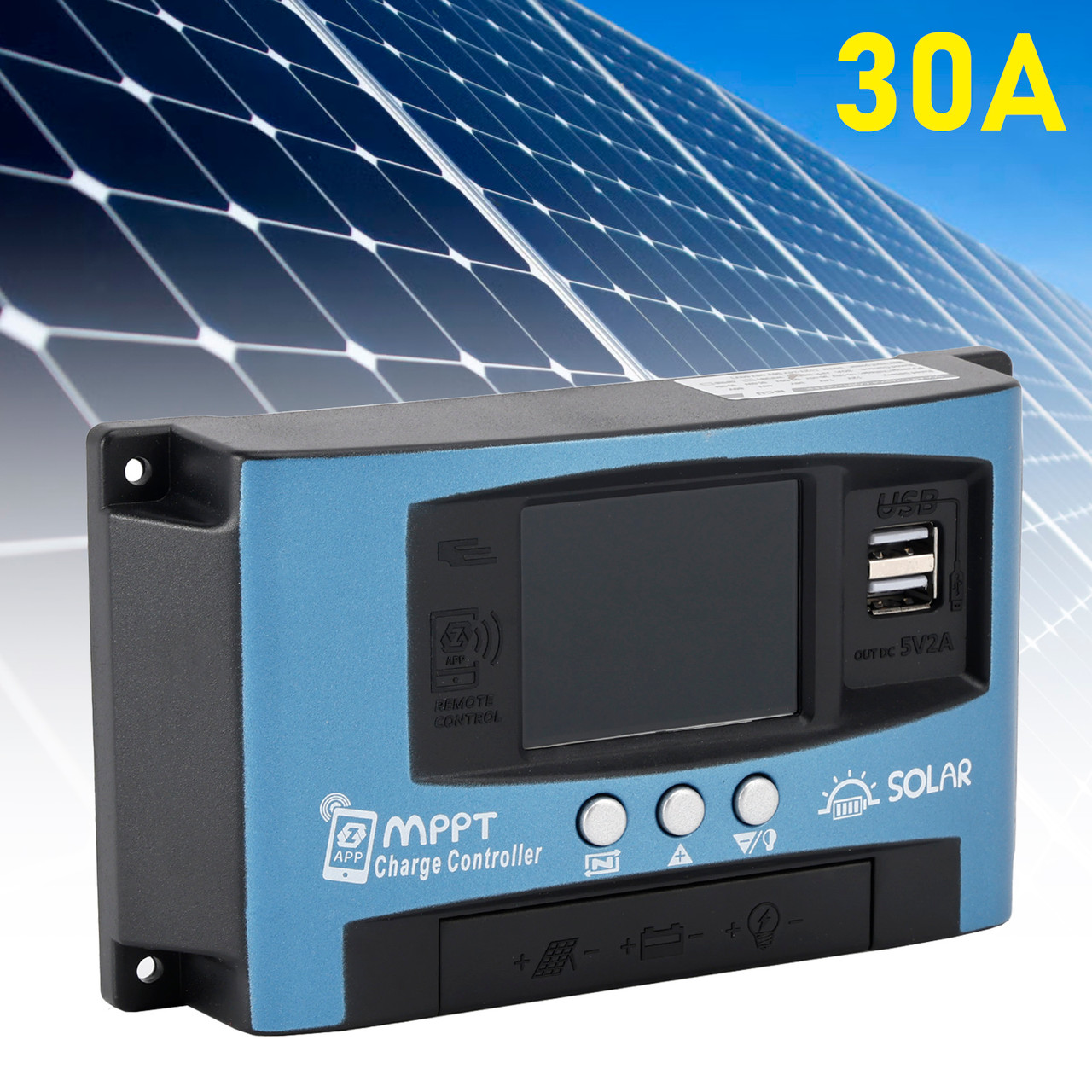 30A MPPT Solar Controller Multi-language Color Screen Serial Port MPPT Solar Controller Bluetooth Temperature Monitoring Charging 12V~60V