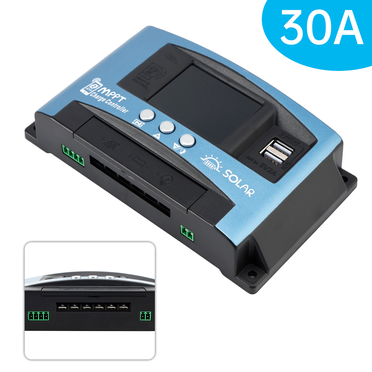 30A MPPT Solar Controller Multi-language Color Screen Serial Port MPPT Solar Controller Bluetooth Temperature Monitoring Charging 12V~60V
