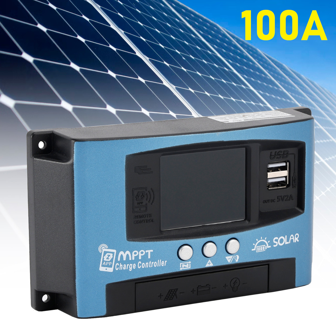 100A MPPT Solar Controller Multi-language Color Screen Serial Port MPPT Solar Controller Bluetooth Temperature Monitoring Charging 12V~60V