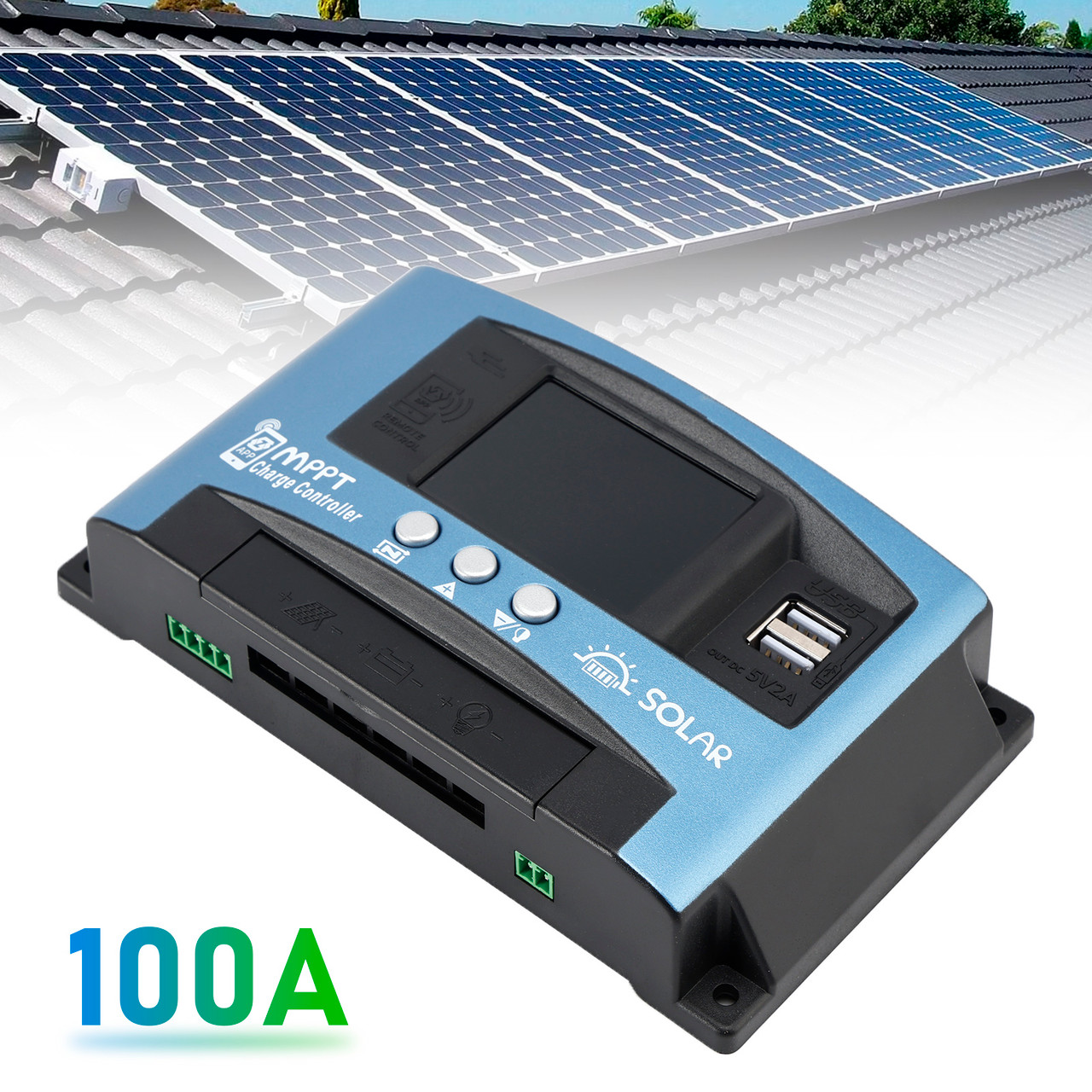 100A MPPT Solar Controller Multi-language Color Screen Serial Port MPPT Solar Controller Bluetooth Temperature Monitoring Charging 12V~60V