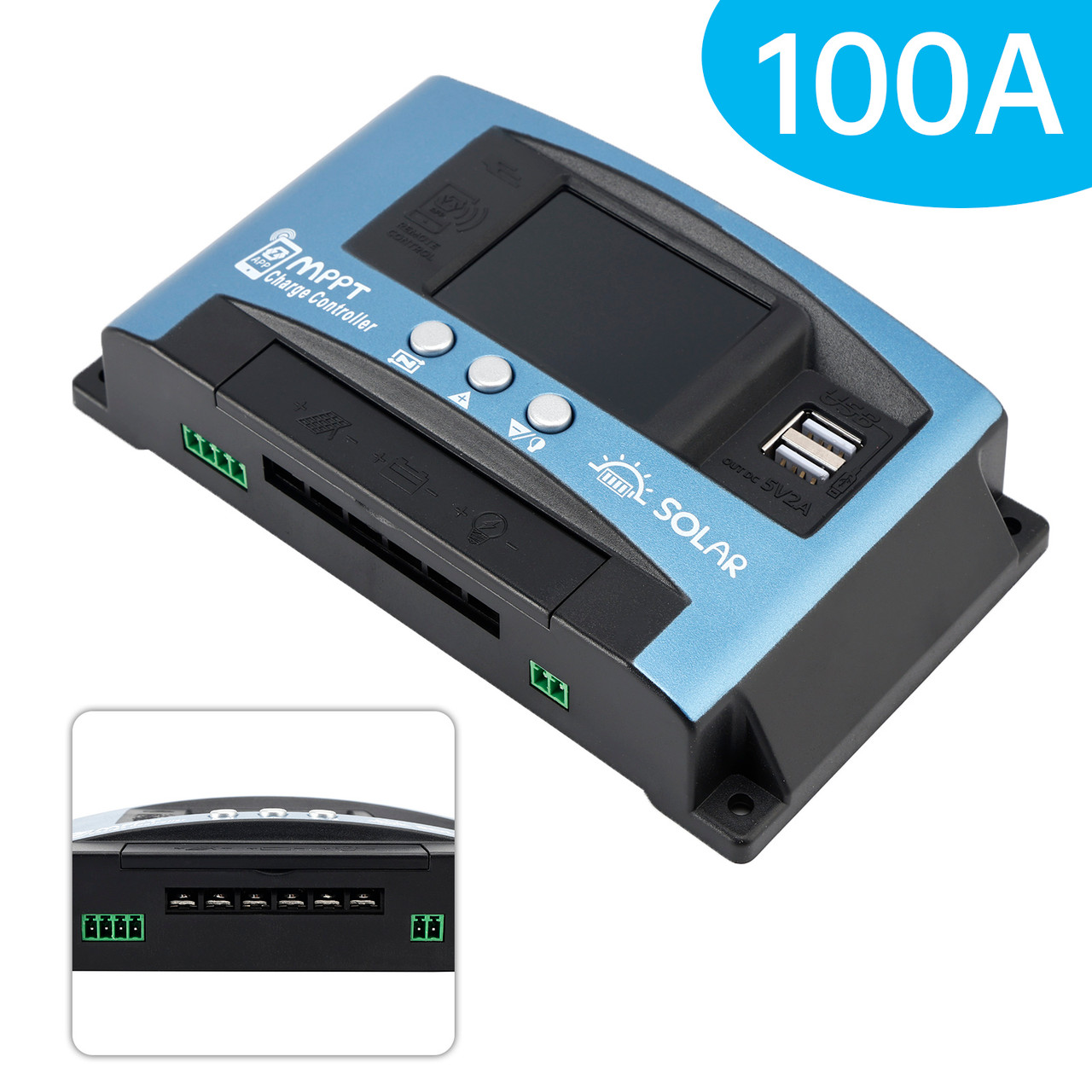 100A MPPT Solar Controller Multi-language Color Screen Serial Port MPPT Solar Controller Bluetooth Temperature Monitoring Charging 12V~60V