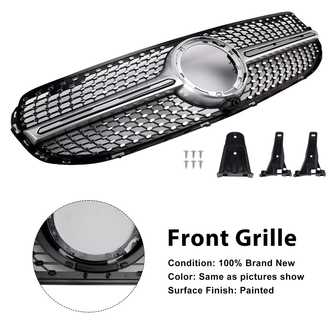 2020-2022 Mercedes-Benz GLC-Class X253 GLC250 GLC300 Diamond Front Bumper Grille Without Logo Generic