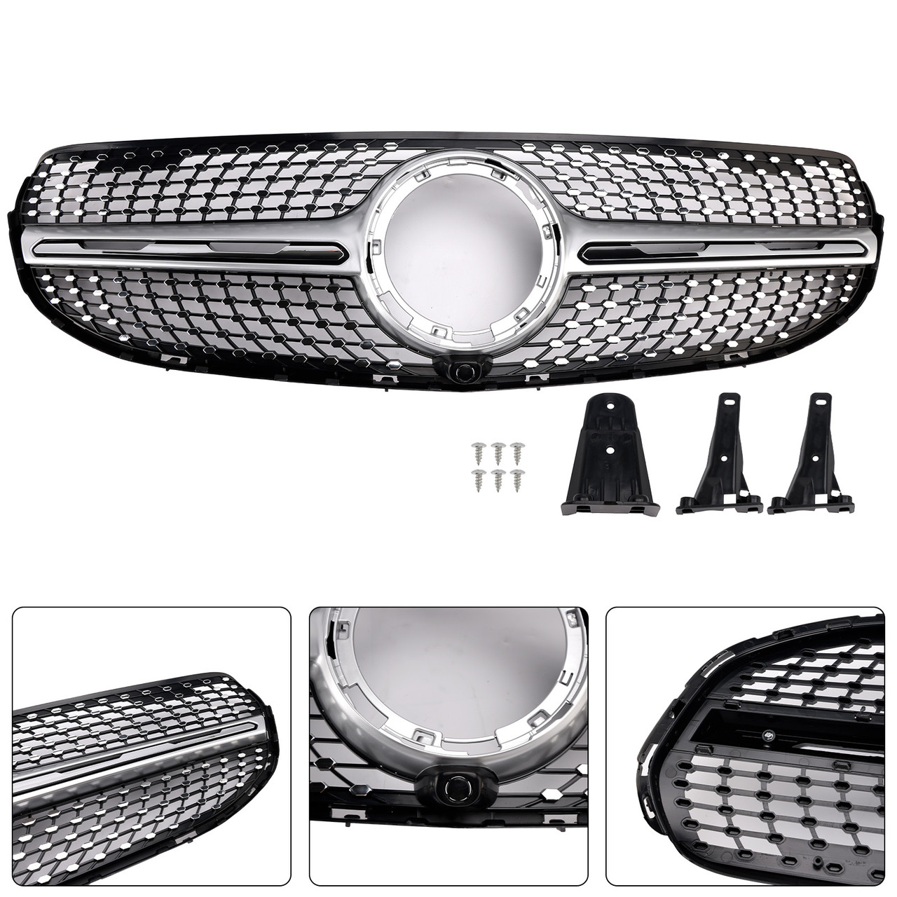 2020-2022 Mercedes-Benz GLC-Class X253 GLC250 GLC300 Diamond Front Bumper Grille Without Logo Generic