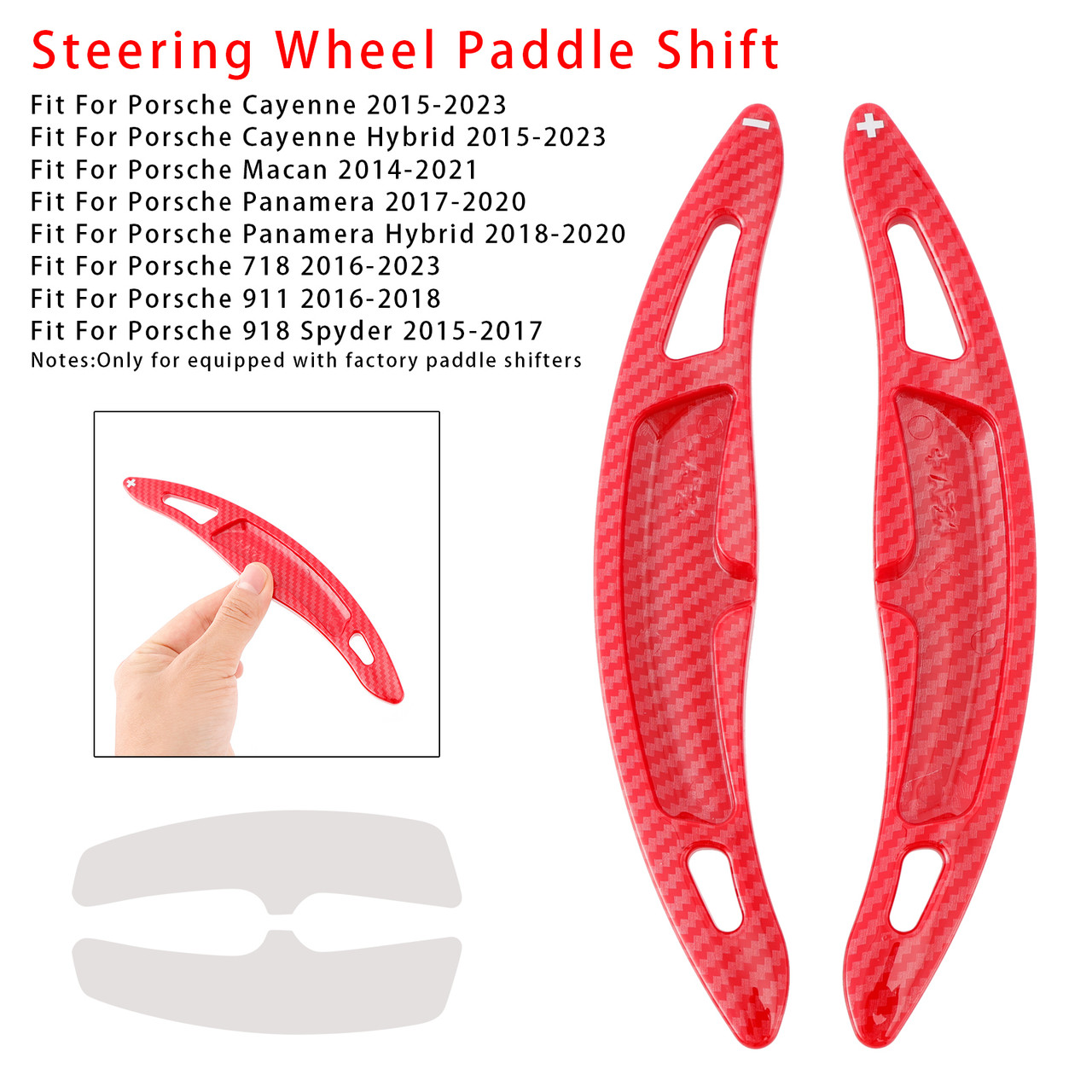 2015-2023 Porsche Cayenne Steering Wheel Paddle Shifter Extension Carbon Fiber Red Look Generic