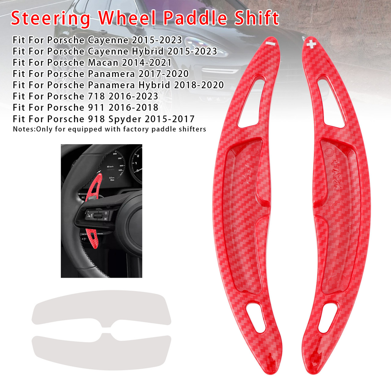 2014-2021 Porsche Macan Wheel Paddle Shifter Extension Carbon Fiber Red Look Generic 2014-2021 Porsche Macan Wheel Paddle Shifter Extension Carbon Fiber Red Look Generic