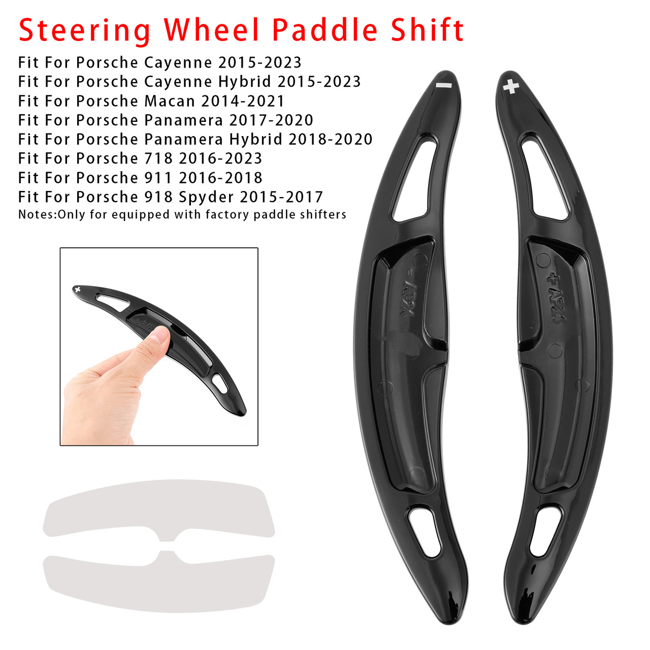 2016-2023 Porsche 718 Wheel Paddle Shifter Extension Black Generic 2016-2023 Porsche 718 Wheel Paddle Shifter Extension Black Generic