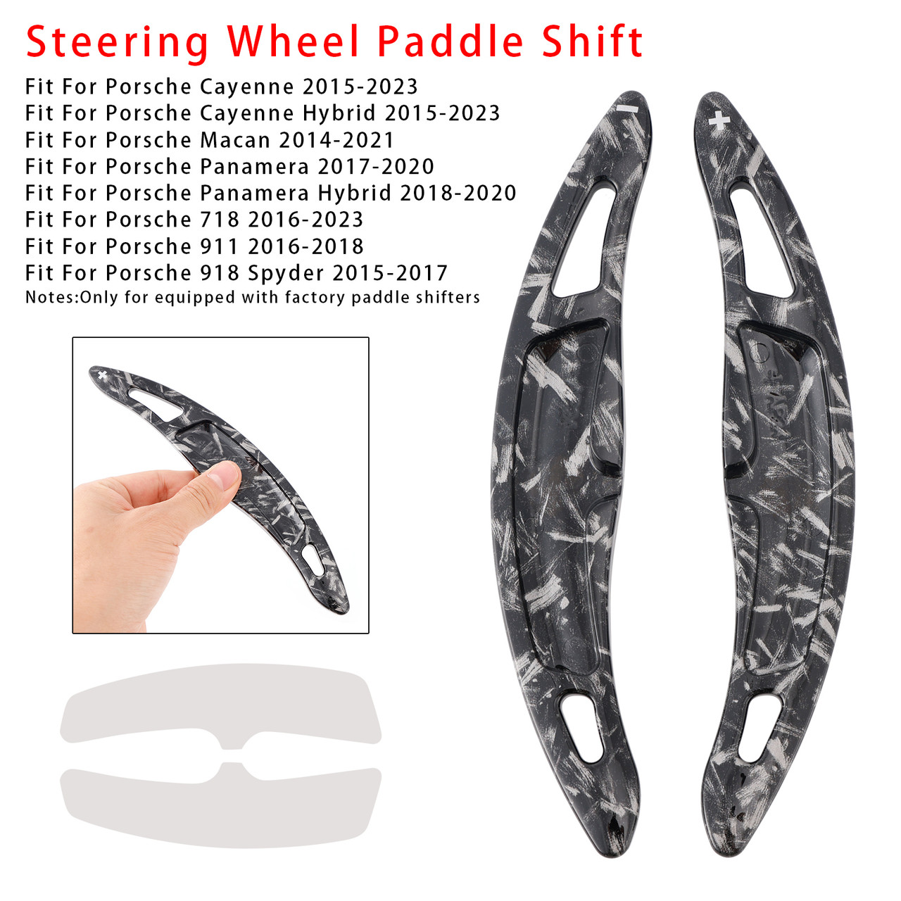 2015-2023 Porsche Cayenne Steering Wheel Paddle Shifter Extension Black Forged Pattern Generic