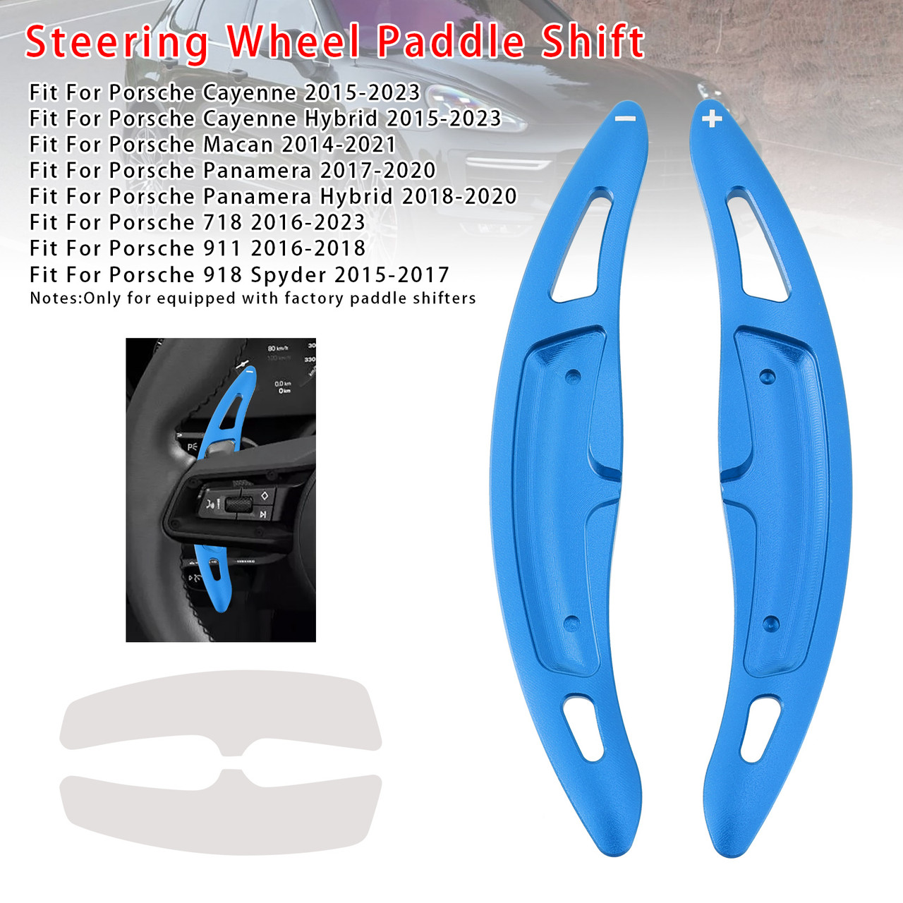 2018-2020 Porsche Panamera Hybrid Wheel Paddle Shifter Extension Aluminium Blue Generic 2018-2020 Porsche Panamera Hybrid Wheel Paddle Shifter Extension Aluminium Blue Generic