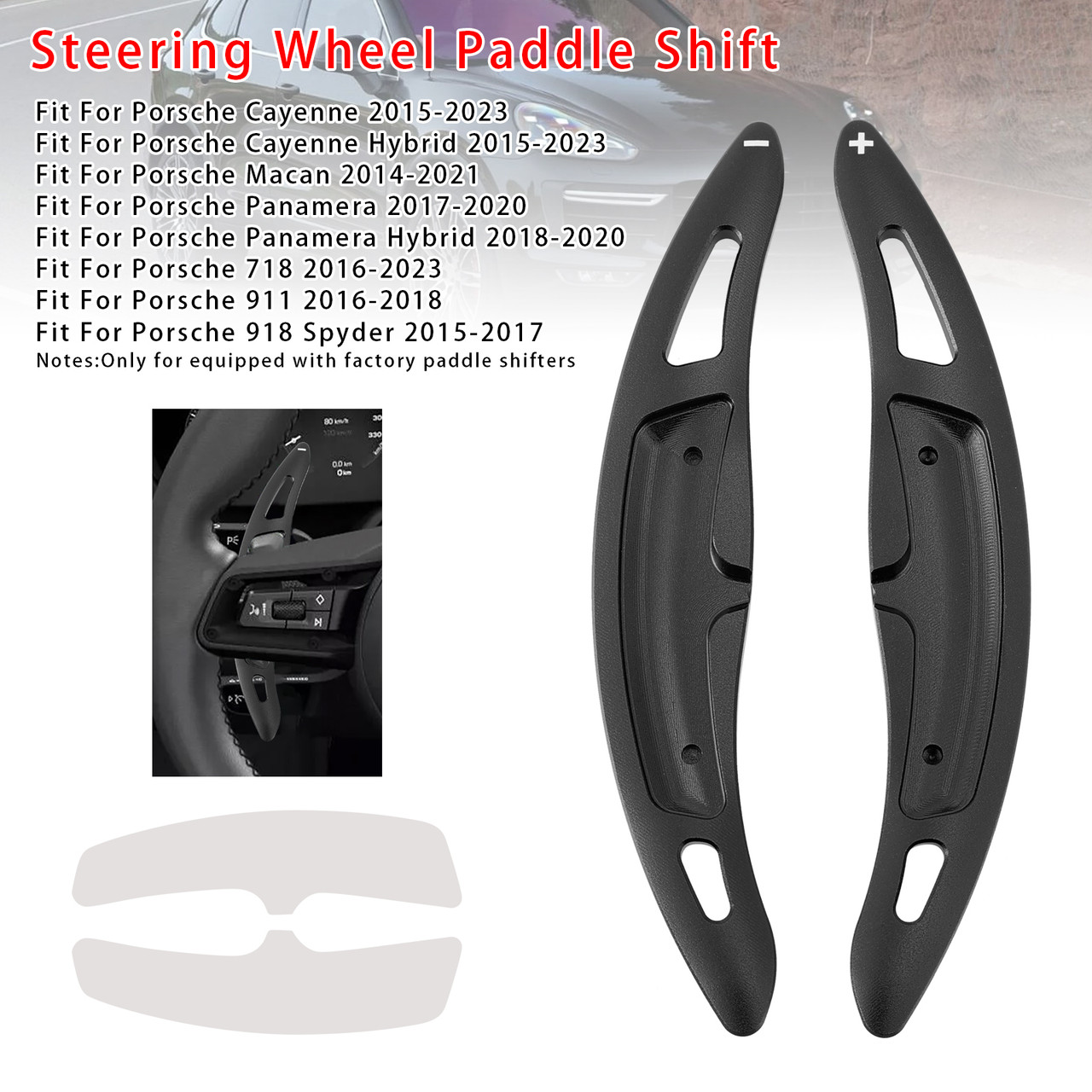 2018-2020 Porsche Panamera Hybrid Wheel Paddle Shifter Extension Aluminium Black Generic 2018-2020 Porsche Panamera Hybrid Wheel Paddle Shifter Extension Aluminium Black Generic