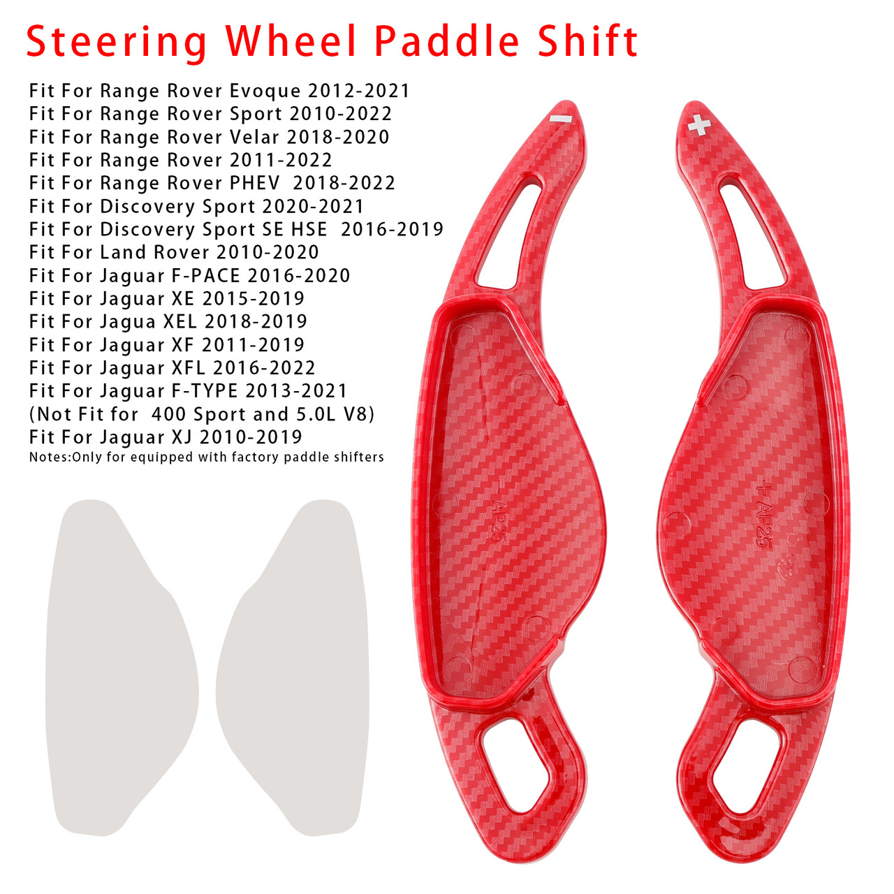 2010-2019 Jaguar F-TYPE XJ Steering Wheel Paddle Shifter Extension Carbon Fiber Red Look Generic 2010-2019 Jaguar F-TYPE XJ Steering Wheel Paddle Shifter Extension Carbon Fiber Red Look Generic
